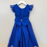 Vestido Infantil Azul Royal com Glitter Daminha Festa