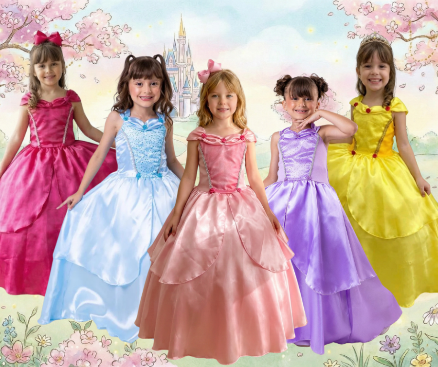 Fantasia Infantil Princesas Belli Regata Longa sem Mangas
