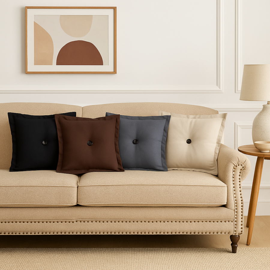 Almofada Decorativa Oxford 36x36 cm com Botão Central
