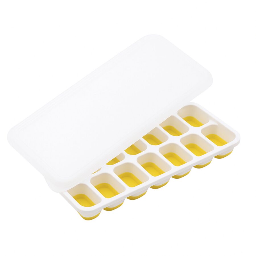 Forma de Gelo com Tampa e Fundo Flexível Empilhável