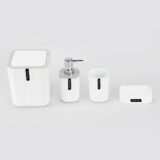 Kit Banheiro Lavabo 4 Peças com Lixeira e Saboneteira