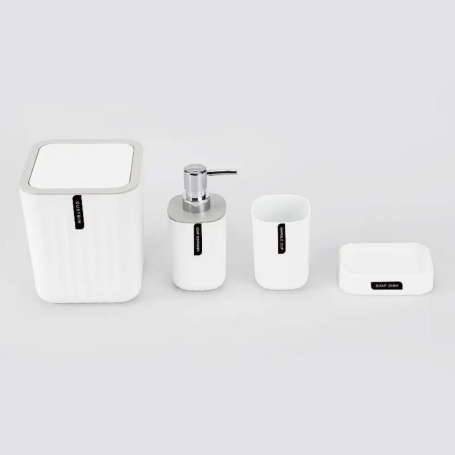 Kit Banheiro Lavabo 4 Peças com Lixeira e Saboneteira