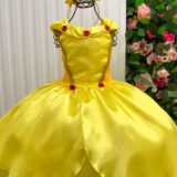 Fantasia Infantil Princesa Belli Longa Amarela Sem Mangas