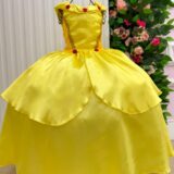 Fantasia Infantil Princesa Belli Longa Amarela Sem Mangas