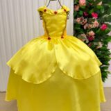 Fantasia Infantil Princesa Belli Longa Amarela Sem Mangas