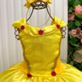 Fantasia Infantil Princesa Belli Longa Amarela Sem Mangas