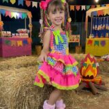 Vestido Junino Infantil Banana Club Encanto da Roça Rosa