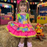 Vestido Junino Infantil Banana Club Encanto da Roça Rosa