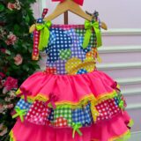 Vestido Junino Infantil Banana Club Encanto da Roça Rosa