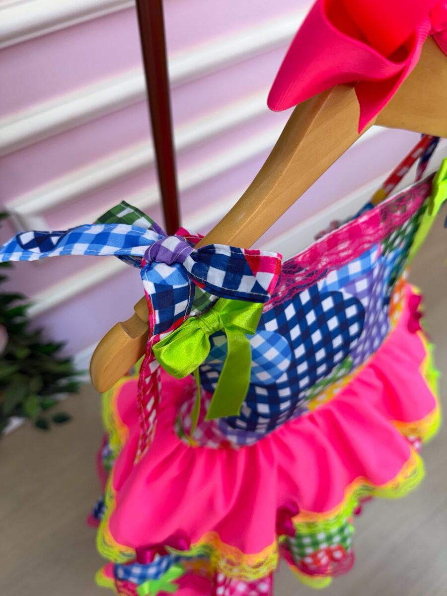Vestido Junino Infantil Banana Club Encanto da Roça Rosa