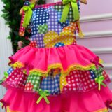 Vestido Junino Infantil Banana Club Encanto da Roça Rosa