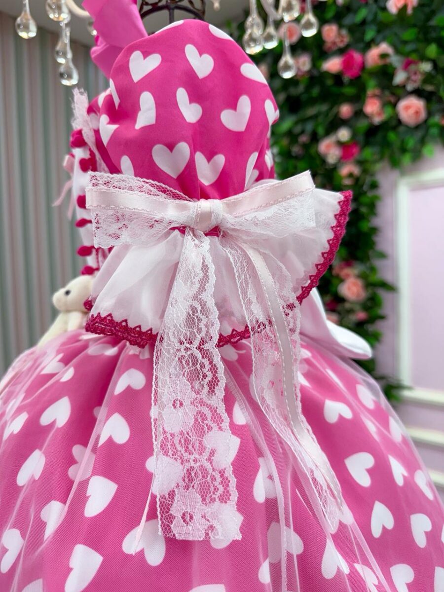Vestido Junino Infantil Marie Ursinho do Sertão Pink