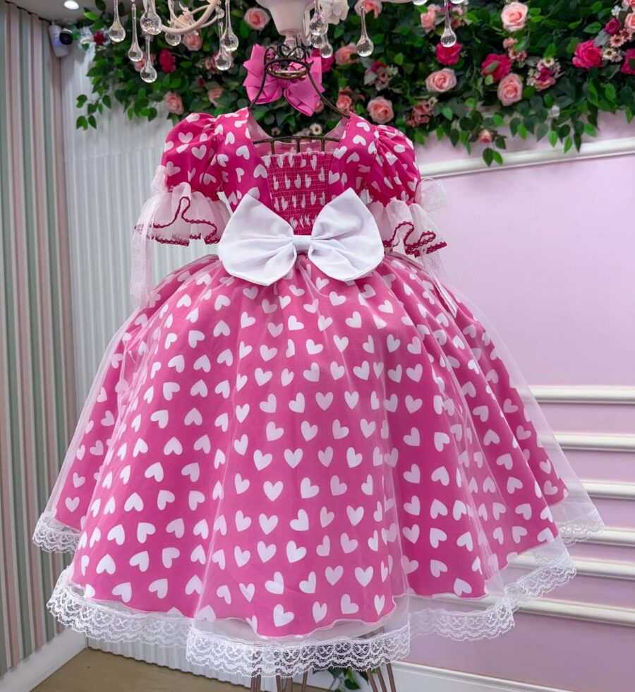Vestido Junino Infantil Marie Ursinho do Sertão Pink