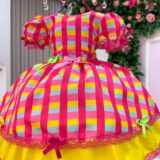 Vestido Junino Infantil Banana Club Quermesse Feliz Rosa