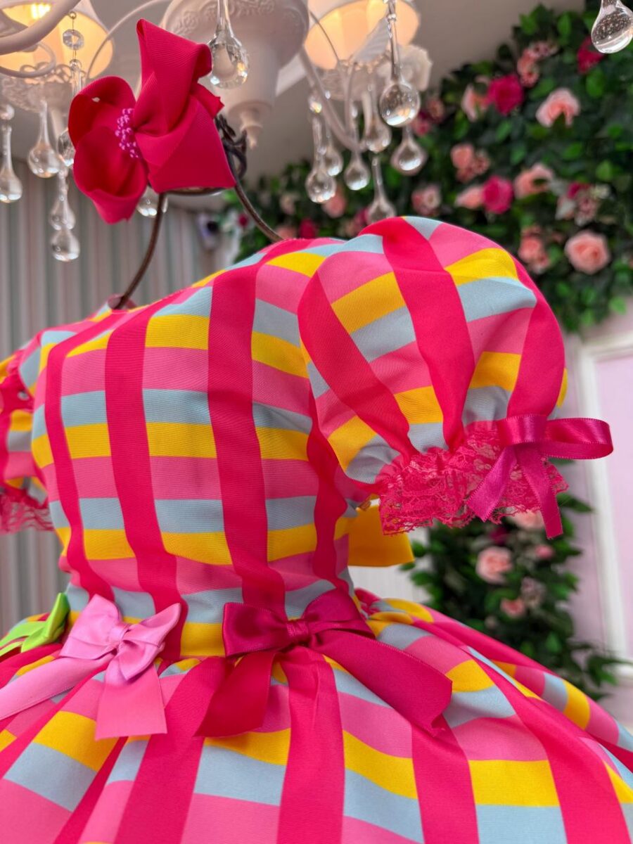 Vestido Junino Infantil Banana Club Quermesse Feliz Rosa