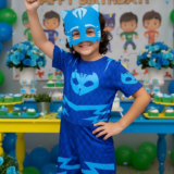 Fantasia Infantil Menino Gato PJ Masks com Máscara