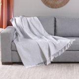 Manta para Sofá Grid Jacquard com Franja 2,10 x 1,35 m