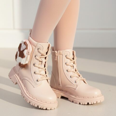 Bota Coturno Infantil Nilqi Mimosa Rosê Animal Print