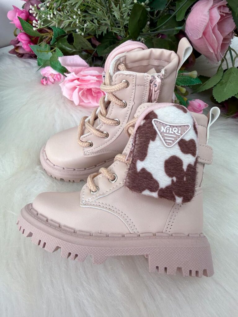 Bota Coturno Infantil Nilqi Mimosa Rosê Animal Print