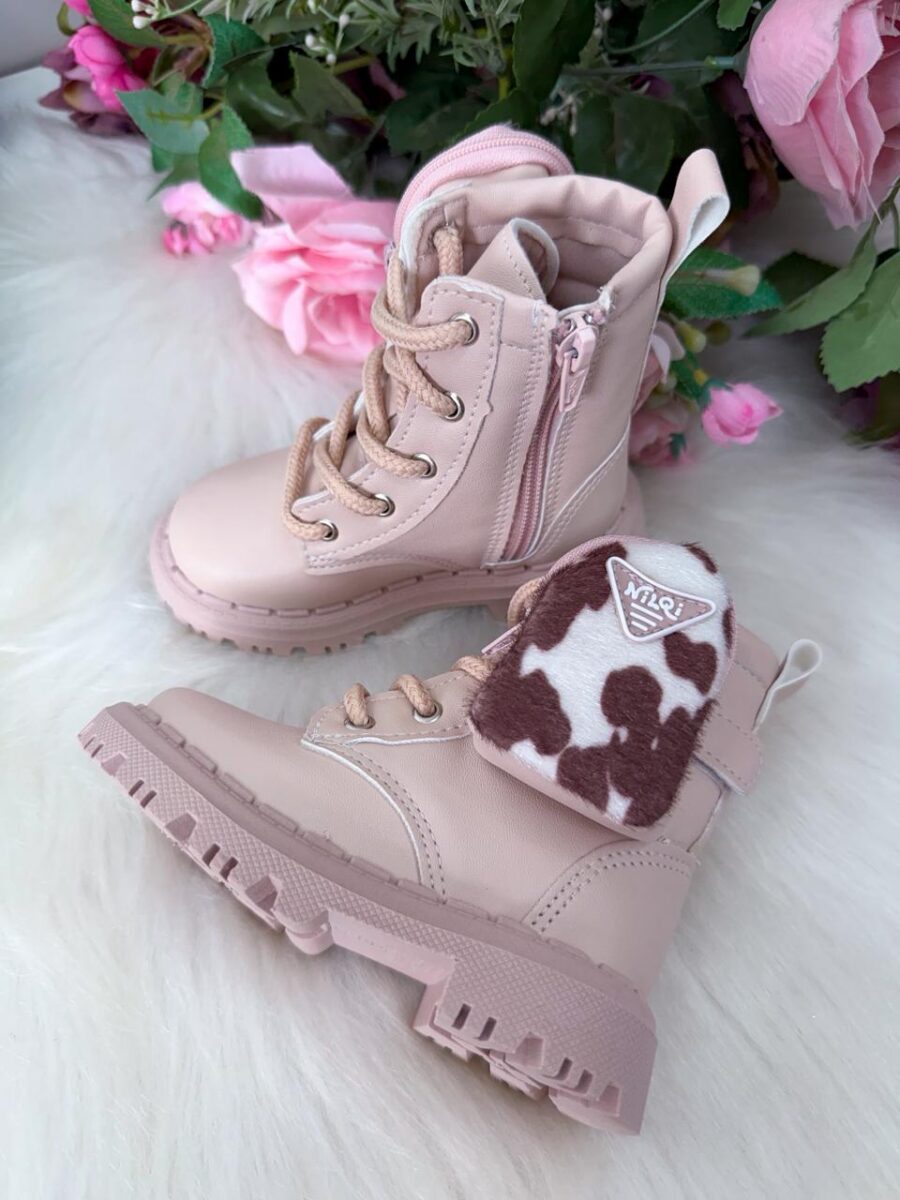 Bota Coturno Infantil Nilqi Mimosa Rosê Animal Print