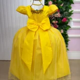 Vestido Longo Infantil Heloísa Marie Tule Glitter e Pérolas