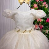 Vestido Longo Infantil Heloísa Marie Tule Glitter e Pérolas