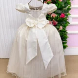Vestido Longo Infantil Heloísa Marie Tule Glitter e Pérolas