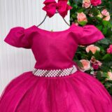 Vestido Longo Infantil Heloísa Marie Tule Glitter e Pérolas