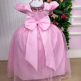 Vestido Longo Infantil Heloísa Marie Tule Glitter e Pérolas