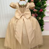 Vestido Longo Infantil Heloísa Marie Tule Glitter e Pérolas