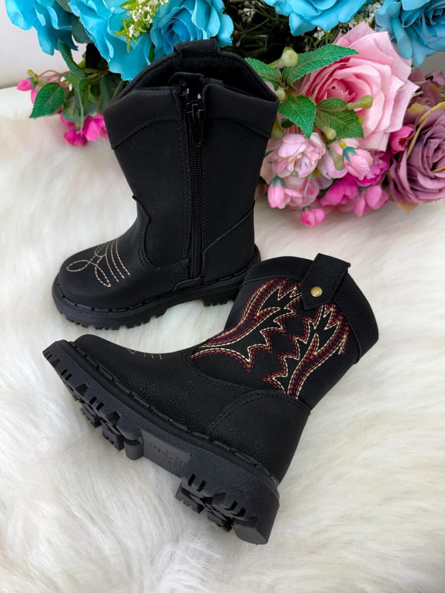Bota Texana Infantil Masculina Nilqi Country Preta