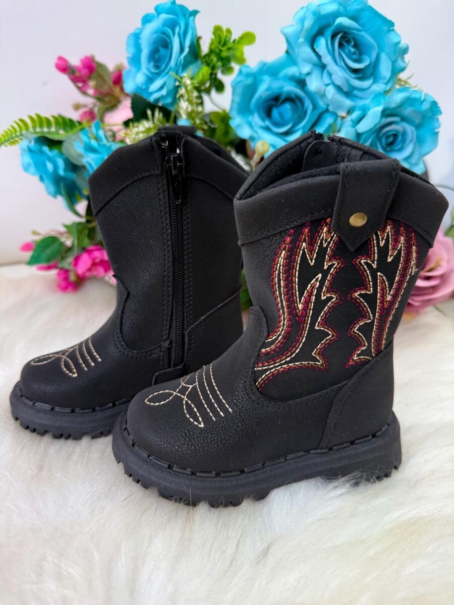 Bota Texana Infantil Masculina Nilqi Country Preta