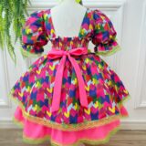 Vestido Junino Infantil Arraiá Caipira Bandeirinhas
