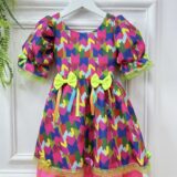 Vestido Junino Infantil Arraiá Caipira Bandeirinhas