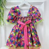 Vestido Junino Infantil Arraiá Caipira Bandeirinhas