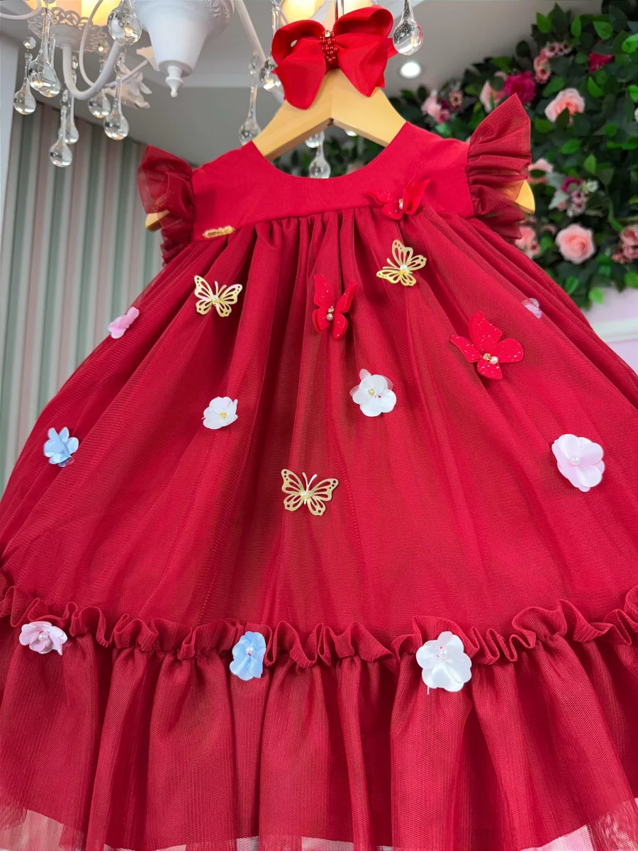 Vestido Bebê Jardim das Borboletas Baby Liz Vila Lele Saiote