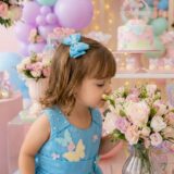 Vestido Infantil Anabel Princesa Belli Jardim Azul Turquesa