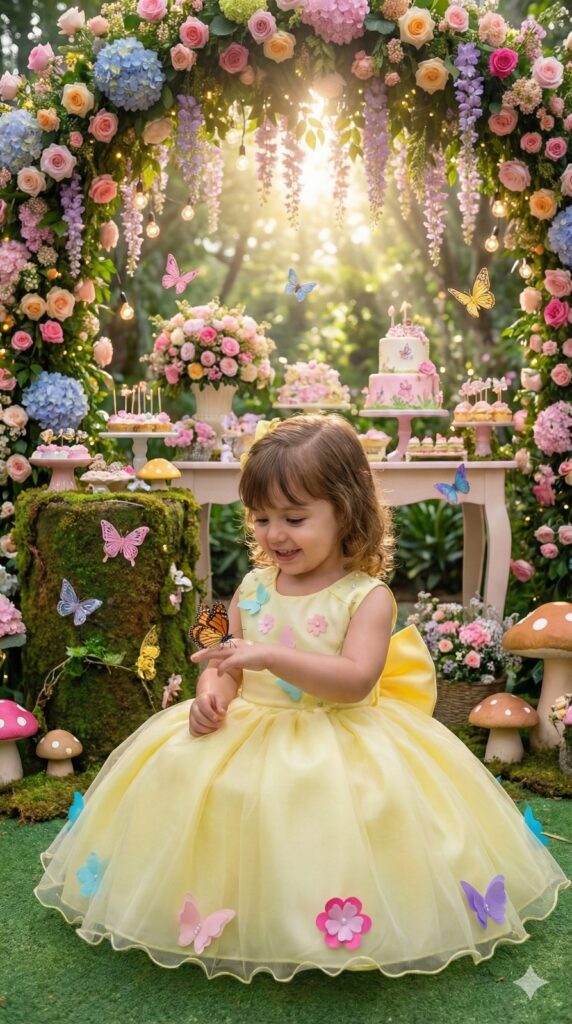 Vestido Infantil Anabel Princesa Belli Jardim Amarelo