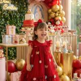 Vestido Bebê Baby Liz Vila Lele Vermelho Borboletas 3D