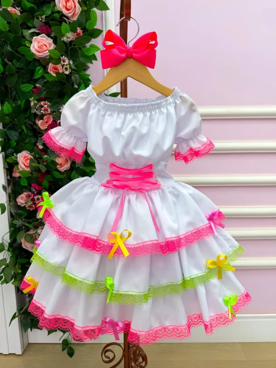 Vestido Junino Infantil Banana Club Noivinha 4 Modelos