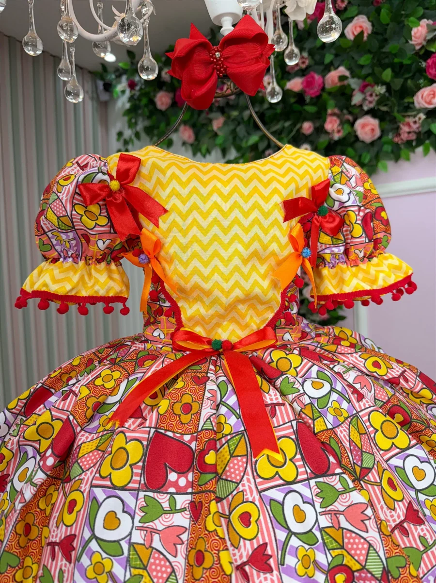 Vestido Junino Infantil Marie Quermesse de Luxo