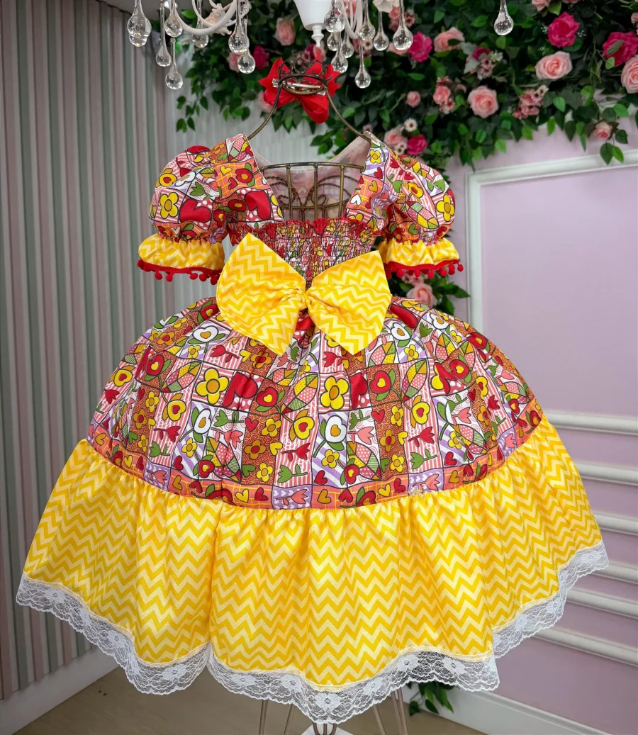 Vestido Junino Infantil Marie Quermesse de Luxo