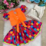 Conjunto Junino Infantil Banana Club Manu Neon