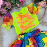 Conjunto Junino Infantil Banana Club Manu Neon