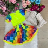 Conjunto Junino Infantil Banana Club Manu Neon