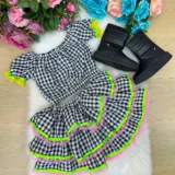 Conjunto Junino Infantil Banana Club Sofia Xadrez