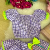 Conjunto Junino Infantil Banana Club Sofia Xadrez
