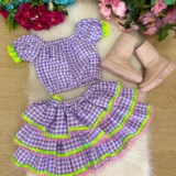Conjunto Junino Infantil Banana Club Sofia Xadrez