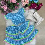 Conjunto Junino Infantil Banana Club Sofia Xadrez