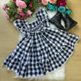 Vestido Infantil Banana Club Aline Xadrez Gola Reta